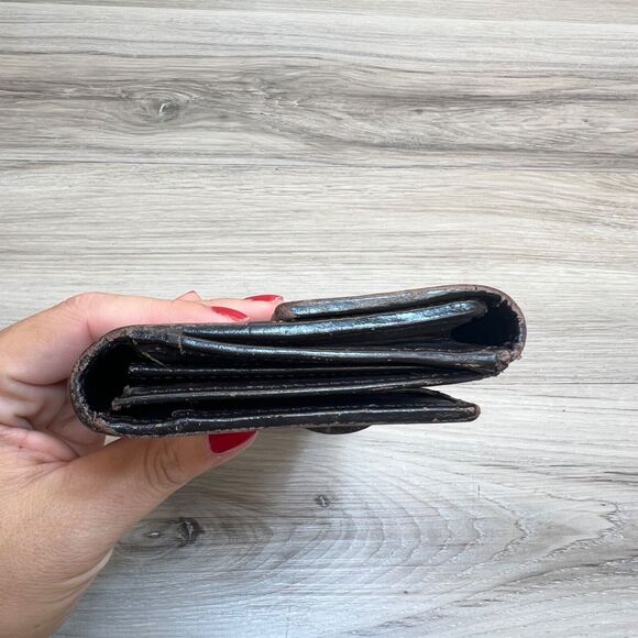 Gucci Canvas Long Wallet- Rare Brown Wood Magnet Clasp Vintage Monogram - Picture 3 of 16